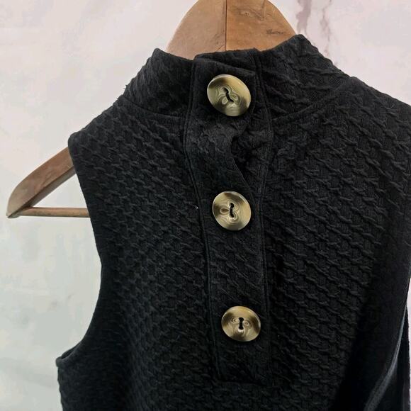 Anthropologie Top Womens Small Tank Textured Button Back Mock Neck Eri Ali - Picture 6 of 9